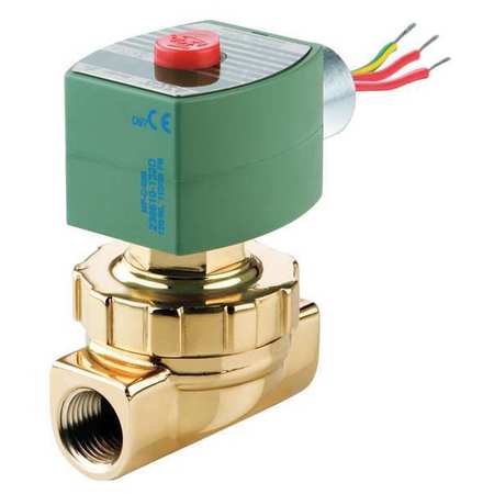 REDHAT 120V AC Brass Steam and Hot Water Solenoid Valve, Normally Closed, 3/8 in Pipe Size 8263H305