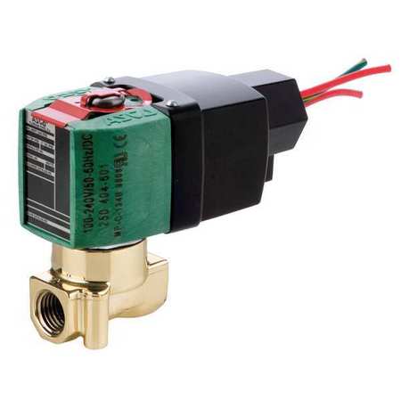 Redhat 100 to 240V AC/DC Brass Solenoid Valve, Normally Closed, 1/4 in Pipe Size 8262R202