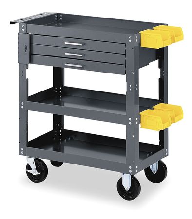 Zoro Select Mobile Workbench Cabinet, 16 In. L, Gray 6YE55