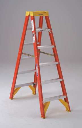 Werner 6 ft Fiberglass Twin Stepladder, 375 lb Capacity T7406