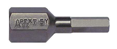 APEX TOOL GROUP Torsion Bit, Metric, 7/16", Hex, 5mm, 7/8" SZ-7-5MM