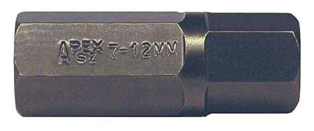 APEX TOOL GROUP Torsion Bit, Metric, 7/16", Hex, 12mm, 7/8" SZ-7-12MM