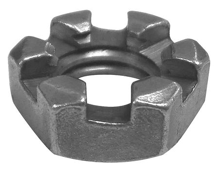 ZORO SELECT 3/4"-16 Grade 5 Plain Finish Steel Round Slotted Castle Nut, 10 pk. 354245G