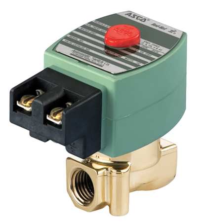 REDHAT 24V AC Brass Solenoid Valve, Normally Closed, 1/4 in Pipe Size OFKF8262H208