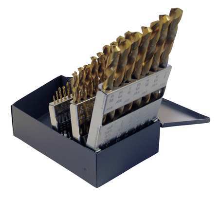 CHICAGO-LATROBE 29PC 135° Heavy-Duty Jobber Length Drill Set Chicago-Latrobe 150ASP-TN TiN HSS 1/16-1/2x1/64 41800