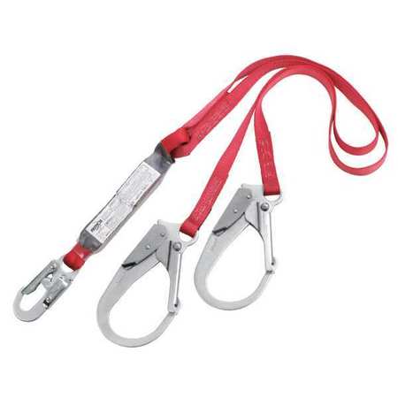 3M PROTECTA Shock Absorbing Lanyard, 6 ft., Red 1340180