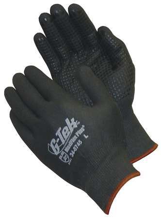 PIP Coated Gloves, L, Black, Nylon, PK12 348745L