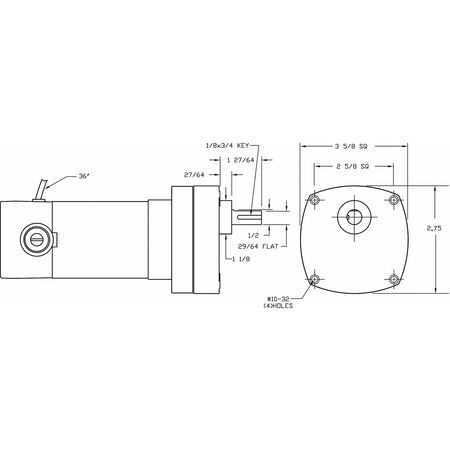 Dayton DC Gearmotor, 42.0 in-lb Max. Torque, 139 RPM Nameplate RPM, 90V DC Voltage 2H561