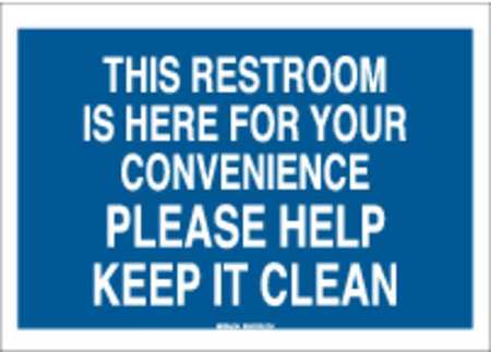 BRADY Restroom Sign, 7 x 10In, WHT/BL, ENG, Text, 22858 22858