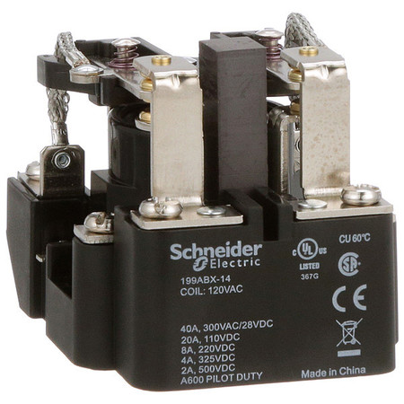 SCHNEIDER ELECTRIC Open Power Relay, 8 Pin, 120VAC, DPDT 199ABX-14