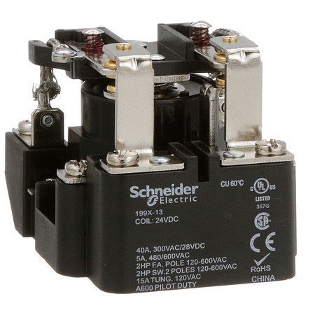 Schneider Electric Open Power Relay, Surface Mounted, DPDT, 24V DC, 8 Pins, 2 Poles 199X-13