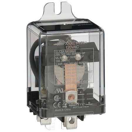 SCHNEIDER ELECTRIC Enclosed Power Relay, Socket Mounted, SPDT, 120V AC, 5 Pins, 1 Poles 389FXAXC1-120A
