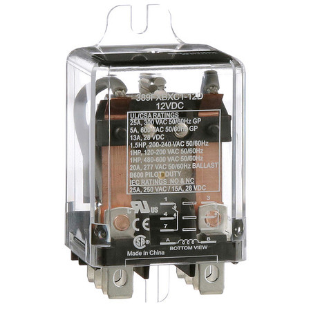 Schneider Electric Enclosed Power Relay, Surface (Side Flange) Mounted, DPDT, 12V DC, 8 Pins, 2 Poles 389FXBXC1-12D