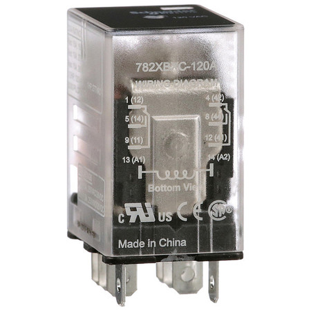 SCHNEIDER ELECTRIC General Purpose Relay, 120V AC Coil Volts, Square, 8 Pin, DPDT 782XBXC-120A