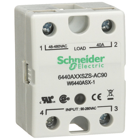 SCHNEIDER ELECTRIC Solid State Relay, 90 to 280VAC, 40A 6440AXXSZS-AC90