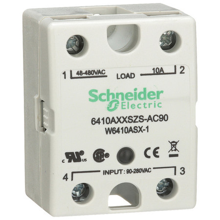 SCHNEIDER ELECTRIC Solid State Relay, 90 to 280VAC, 10A 6410AXXSZS-AC90