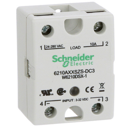 SCHNEIDER ELECTRIC Solid State Relay, 3 to 32VDC, 10A 6210AXXSZS-DC3