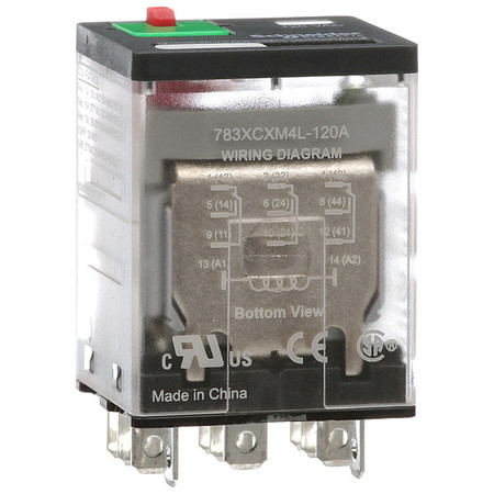 SCHNEIDER ELECTRIC General Purpose Relay, 120V AC Coil Volts, Square, 11 Pin, 3PDT 783XCXM4L-120A