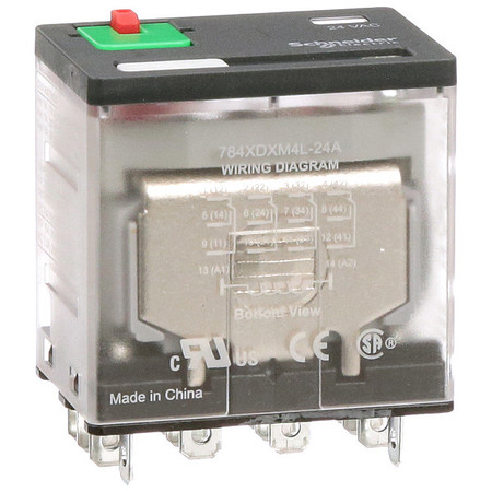 Schneider Electric General Purpose Relay, 24V AC Coil Volts, Square, 14 Pin, 4PDT 784XDXM4L-24A