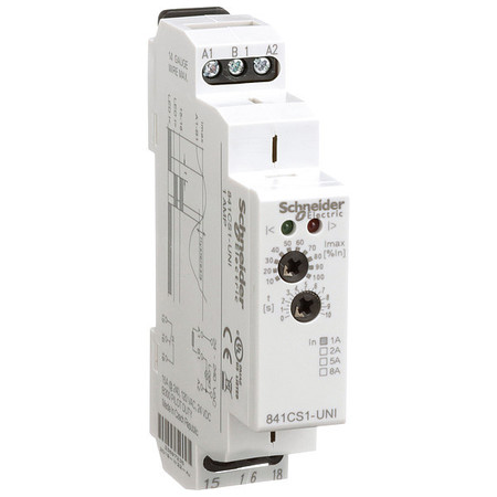 SCHNEIDER ELECTRIC Current Sensing Relay, 0.1to1A, 24to240VAC, Mounting: Din Rail 841CS1-UNI