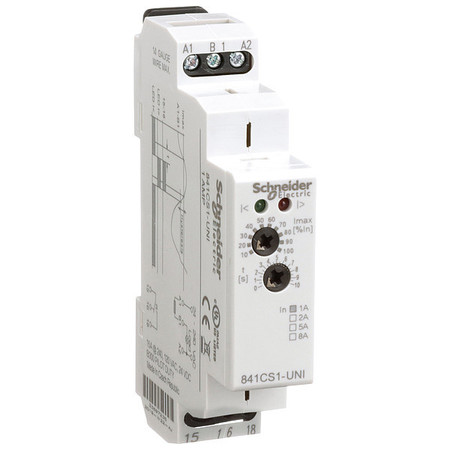 Schneider Electric Current Sensing Relay, 0.1to1A, 24to240VAC, Mounting: Din Rail 841CS1-UNI