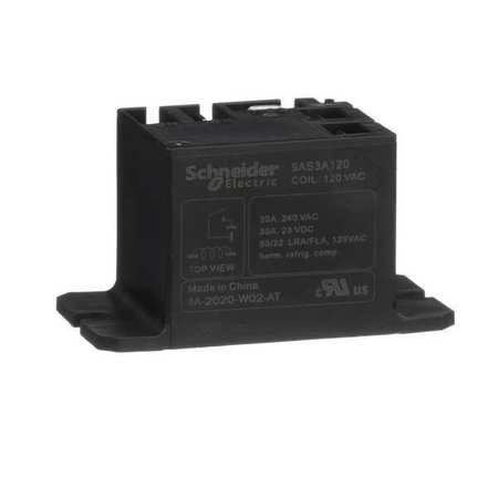 SCHNEIDER ELECTRIC Enclosed Power Relay, Surface (Top Flange) Mounted, SPST-NO, 120V AC, 4 Pins, 1 Poles 9AS3A120