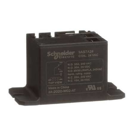 SCHNEIDER ELECTRIC Enclosed Power Relay, Surface (Top Flange) Mounted, SPDT, 24V AC, 5 Pins, 1 Poles 9AS7A24