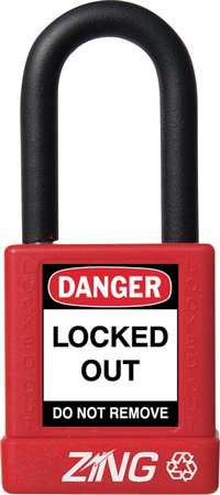 ZING Lockout Padlock, KA, Red, 1-3/4"H 7031