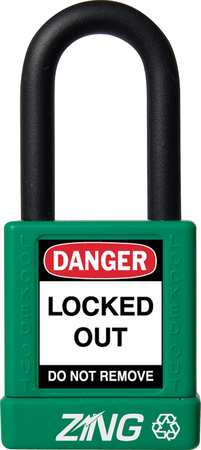 Zing Lockout Padlock, KD, Green, 1-3/4"H 7034