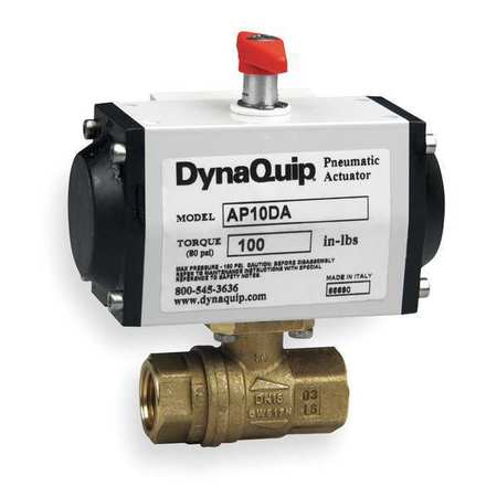 Dynaquip Controls 3/4" FNPT Brass Pneumatic Ball Valve Inline PHH24ATSR05212A