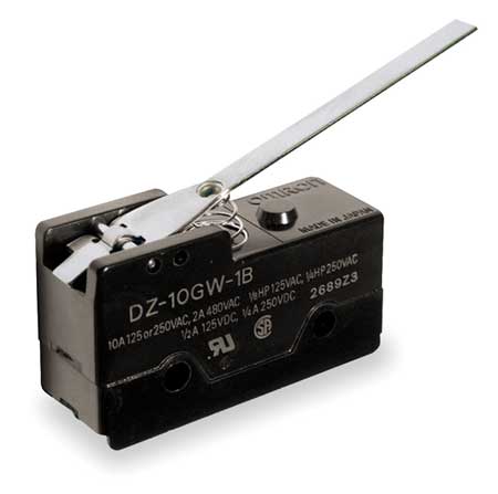 OMRON Industrial Snap Action Switch, Hinge, Lever Actuator, DPDT, 10A @ 240V AC Contact Rating DZ-10GW-1B