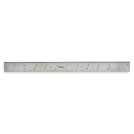 Mitutoyo Steel Rule, Rigid, 12 In, 32/64/10/100ths 182-123