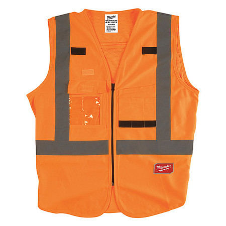 MILWAUKEE TOOL Class 2 High Visibility Orange Safety Vest - 4XL/5XL 48-73-5034