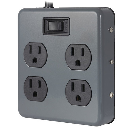 POWER FIRST Outlet Strip, Gray, 6 ft. Cord Length 55346