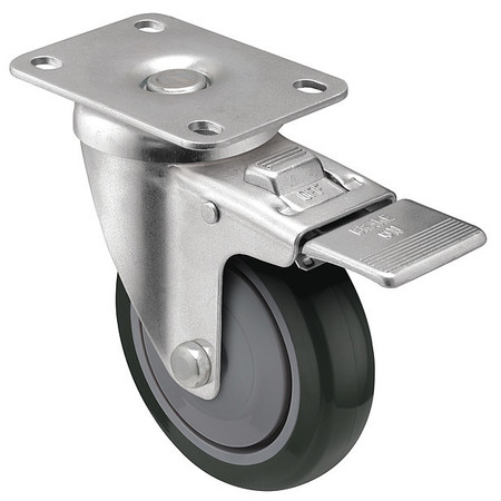 Shepherd Caster 5" X 1-1/4" Non-Marking Polyurethane Swivel Caster, Top Lock Brake, Loads Up To 315 lb PGT50120ZN-TPU33(GG)