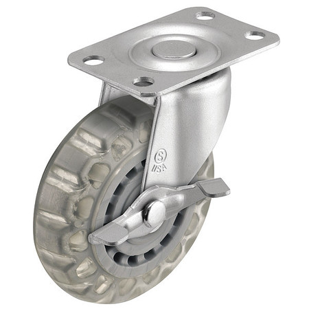 SHEPHERD CASTER 2" X 13/16" Non-Marking Pvc Swivel Caster, Side Brake, Loads Up To 90 lb PRE20108ZN-VPR01(CG)B