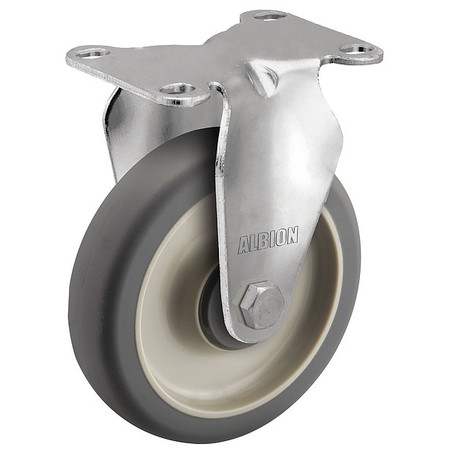 ALBION 5" X 1-1/4" Non-Marking Rubber Soft Round Rigid Caster, No Brake, Loads Up To 250 lb P2XR05028R
