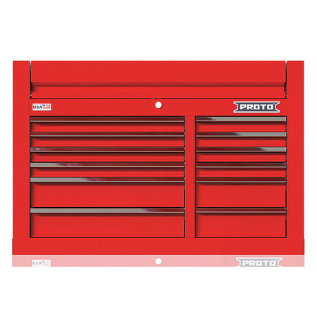 PROTO Velocity Top Chest, 12 Drawer, Red, Steel, 42 in W x 22-1/2 in D x 28 in H JSTV4228CD12RD