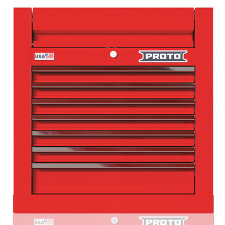 Proto Velocity Top Chest, 7 Drawer, Red, Steel, 27 in W x 22-1/2 in D x 28 in H JSTV2728CS07RD