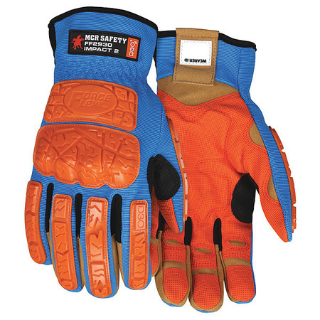 MCR SAFETY Mechanics Gloves, M ( 8 ), Beige/Blue FF2930M