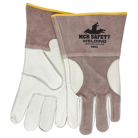 Mcr Safety Welding Leather Glove, Beige/Brown, M, PK12 4960M