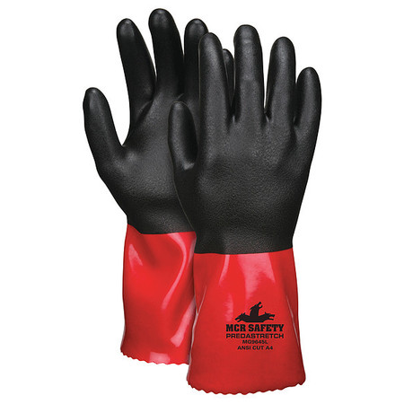 MCR SAFETY Chemical Resistant Glove, M, Blck/Red, PK12 MG9645M
