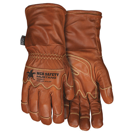 MCR SAFETY Leather Gloves, Brown, XL, PR MU36211XL