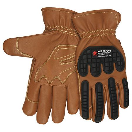 Mcr Safety Leather Gloves, Brown, M, PR MU3634KM