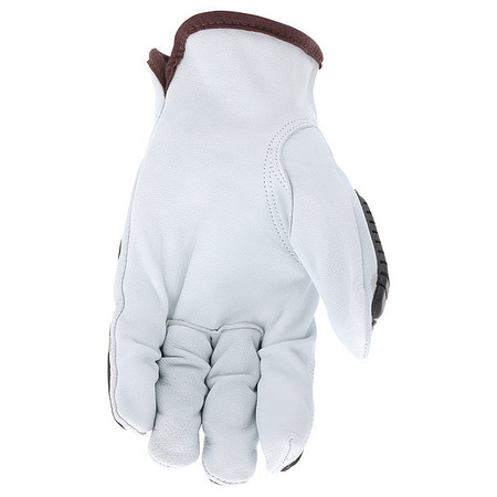 Mcr Safety Leather Gloves, White, S, PK12 36136S