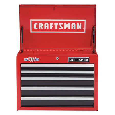 Craftsman 2000 Top Chest, 5 Drawer, Red, Steel, 26 in W x 18 in D x 23 in H CMST22652RB