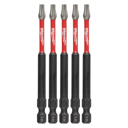 MILWAUKEE TOOL 3-1/2 in. TORX T20 SHOCKWAVE Impact Duty Power Bit (5 pk) 48-32-4578