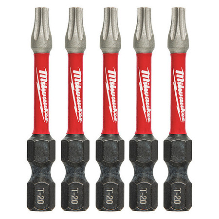 MILWAUKEE TOOL 2 in. TORX T20 SHOCKWAVE Impact Duty Power Bit (5 pk) 48-32-4684