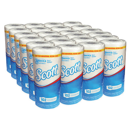 Kimberly-Clark Professional Scott Essential Perforated Roll Paper Towels, 1 Ply, 102 Sheets, 51 ft, White, 24 PK 47031