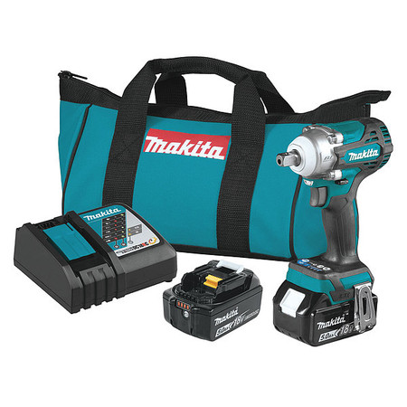 Makita 18V LXT® Brushless 4-Speed 1/2" Impact Wrench Kit, Pin Detent (5.0Ah) XWT15T